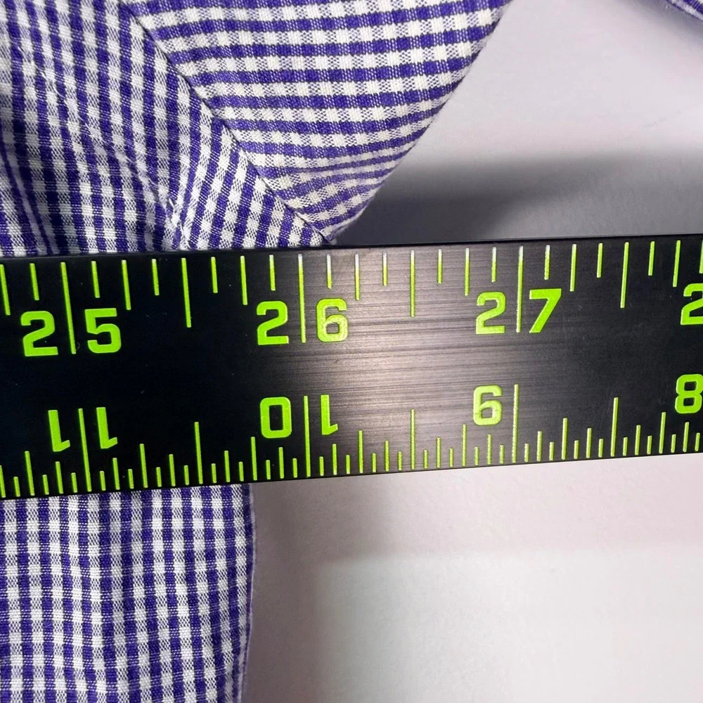 Ralph Lauren Yarmouth‎ Shirt Mens Large 16.5 Blue Purple Micro Check Button Down